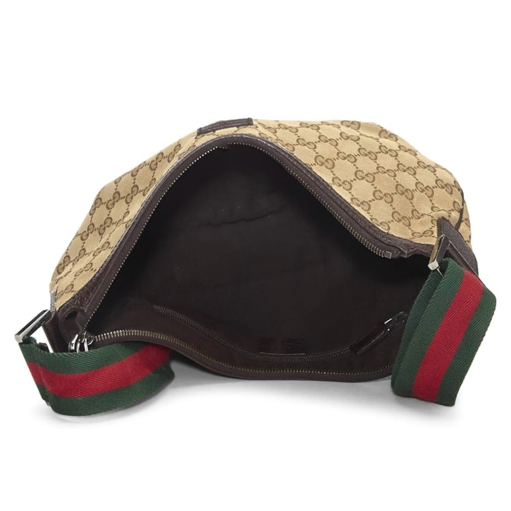 Gucci‎ GG canvas half moon hobo crossbody bag signature red and green web strap - Picture 8 of 16
